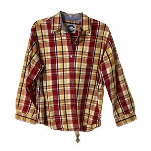 Texas Authentic - Red & Yellow Plaid Button Up Western Shirt Women's Size Medium